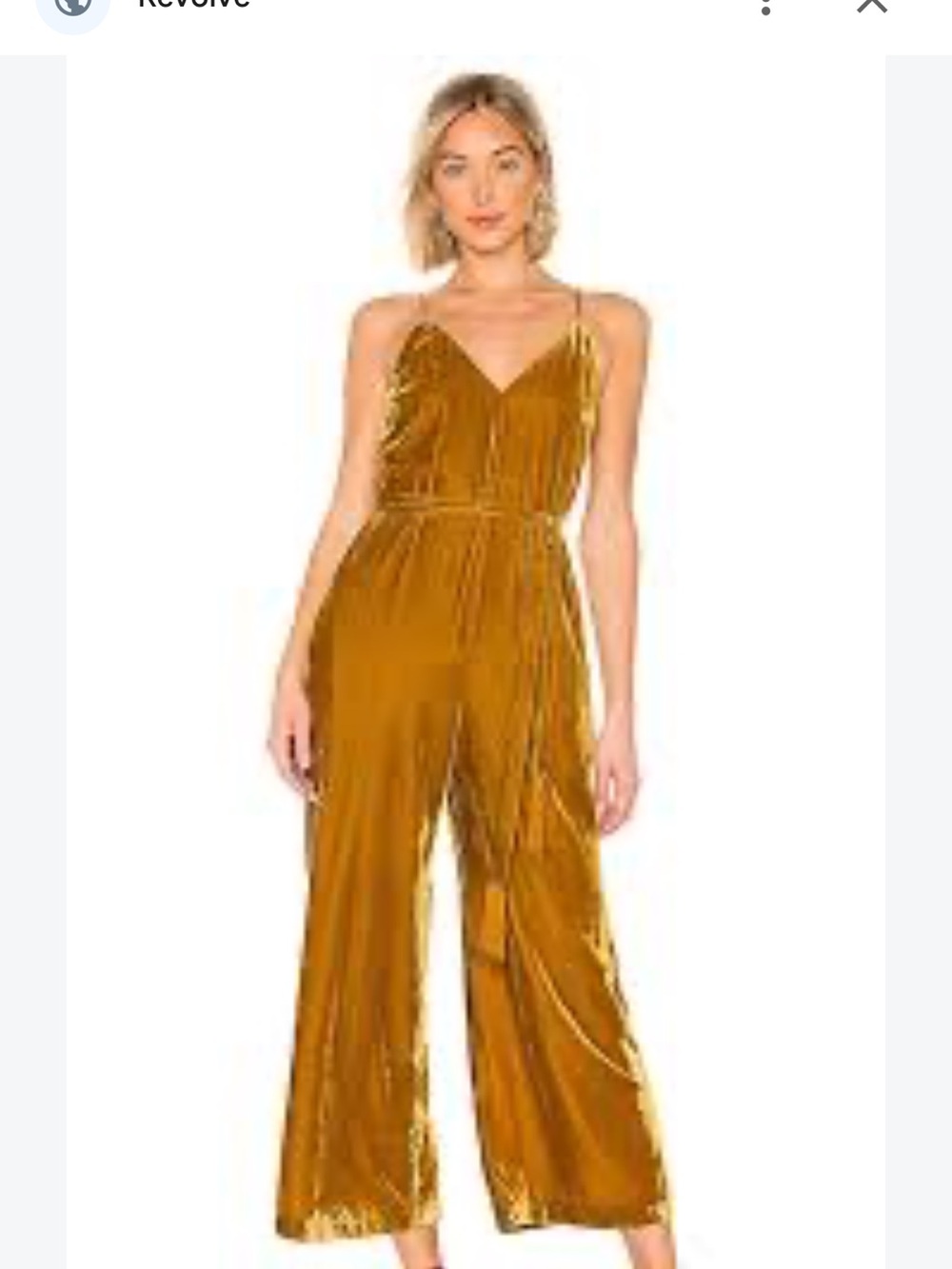 NWT ASTR the Label Hey Hey Hey Velvet Jumpsuit Gold Wide Leg Size Small